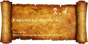 Kaminszky Apród névjegykártya